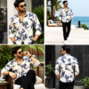 Men’s Cream & Navy Blue Tropical Leaf Printed Full-Sleeve Shirt – Stylish Casual & Resort Party Wear Men’s Cream & Navy Blue Tropical Leaf Printed Full-Sleeve Shirt – Stylish Casual & Resort Party Wear