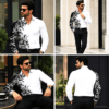 Men’s White & Black Paisley Printed Full-Sleeve Shirt with Contrast Design – Stylish Casual & Party Wear