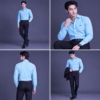 Men’s Sky Blue Full-Sleeve Formal Shirt with Black Trousers – Stylish Slim-Fit Office & Party Wear Outfit